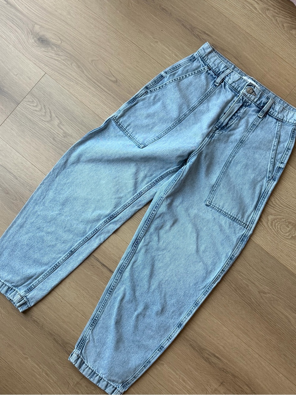 DKNY Jeans Light Wash Wide Leg Utility Jeans Size 27